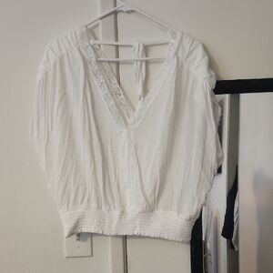 Lily Star White Puff Sleeve Smocked Blouse Indie Sleeze Fairycore Style